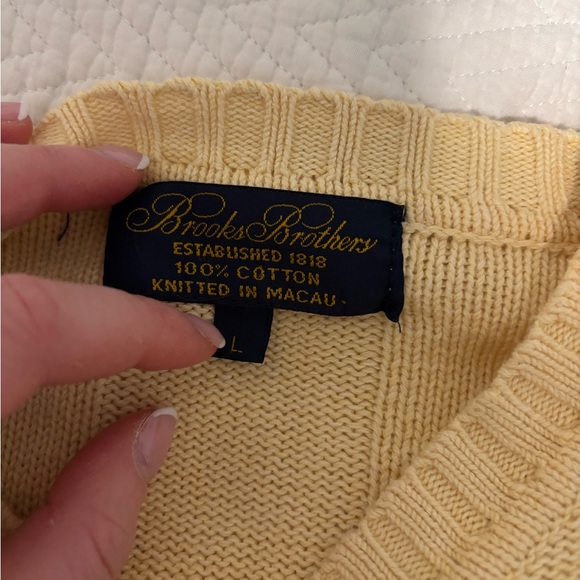 Cream Ribbed Knit Sweater Brooks Brothers - Picture 2 of 4